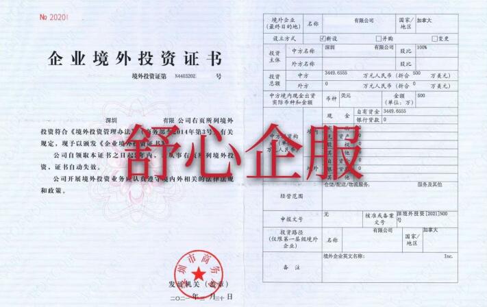 ODI備案證書 ODI備案證書